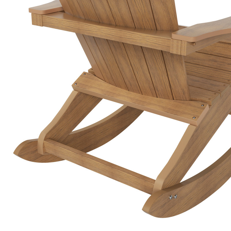Chaise berçante d'extérieur en poly, Teck