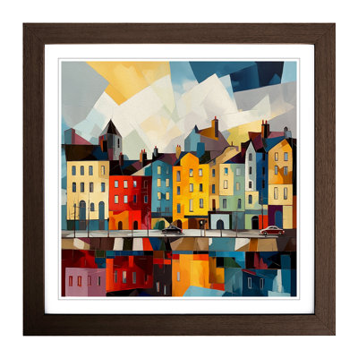 City Of Galway Cubism No.2 - Single Picture Frame Print on Wood