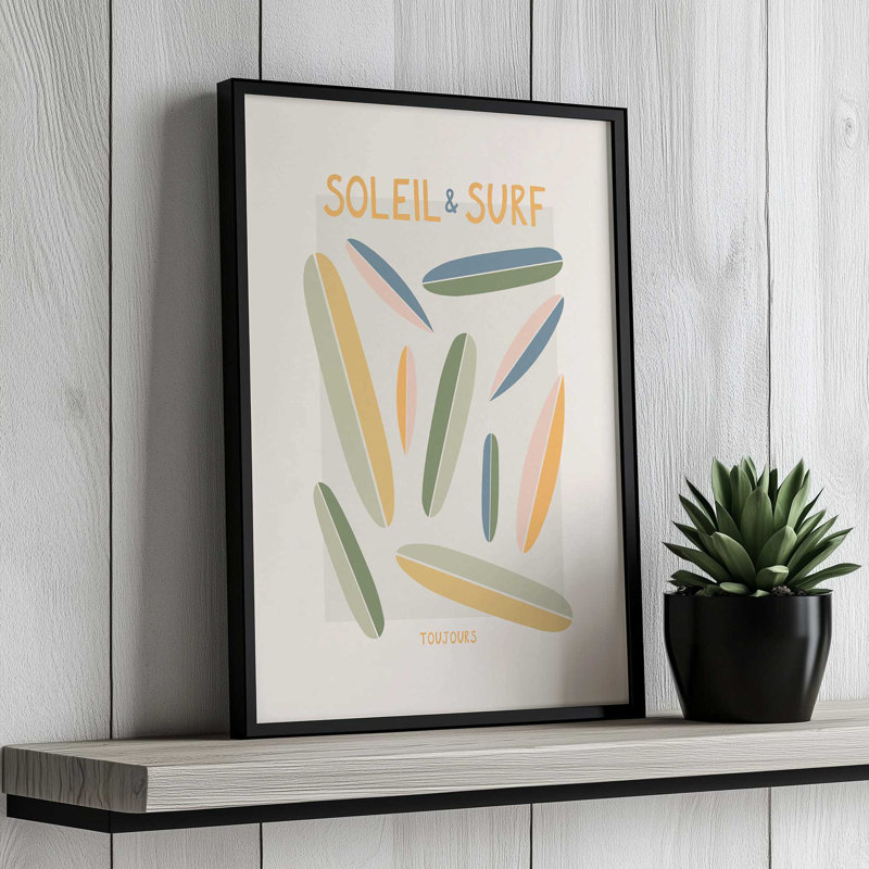 «Soleil Surf Toujours» par Garima Dhawan, impression, H 16 po x l 12 po, Cadre à joints visibles, Blanc