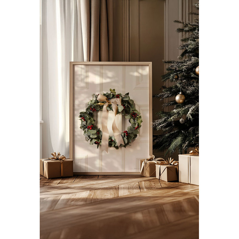 «Festive Christmas», peinture encadrée décorative de 13,0 po x 19,0 po | Cadre 100% bois massif (épaisseur: 0,8 pouce), œuvre d'art 100% MDF | Impression numérique pour des couleurs vives, décoration murale parfaite pour la maison et le bureau