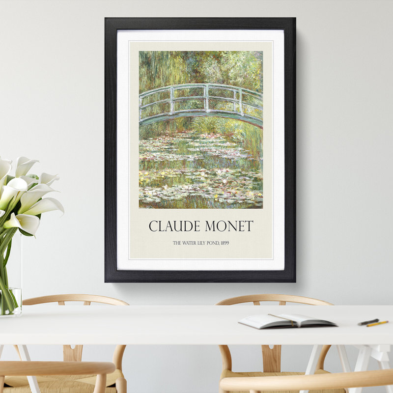 The Japanese Footbridge Vol.1 by Claude Monet - Picture Frame Painting, Black Framed, 36cm H x 27cm W x 2cm D