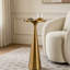 Table à boissons ronde en acier de 24 po de hauteur avec base fuselée, table d'appoint minimaliste moderne pour le salon et la chambre à coucher - Finition dorée
