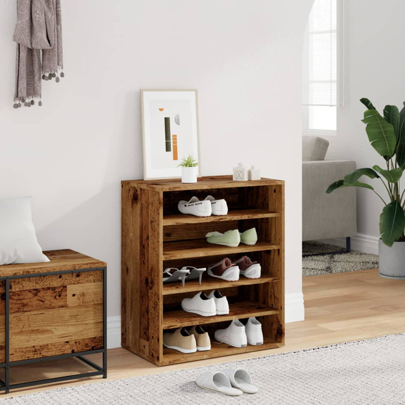  Armoire à chaussures en bois d'ingénierie blanc lustré 23,6 x 13,8 x 27,6 po, Sonoma gris