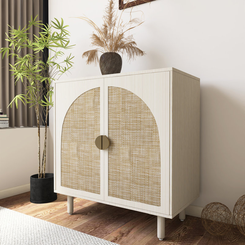 31,57 po H Armoire de rangement en bois à 2 portes avec tablette réglable, Naturel