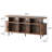 Large Round Record Player Stand with Charging Station, Vinyl Record Storage Cabinet with Sliding Door, Mid Century Modern Turntable Stand with Open Shelves for Bedroom Living Room-57485511-61306267
