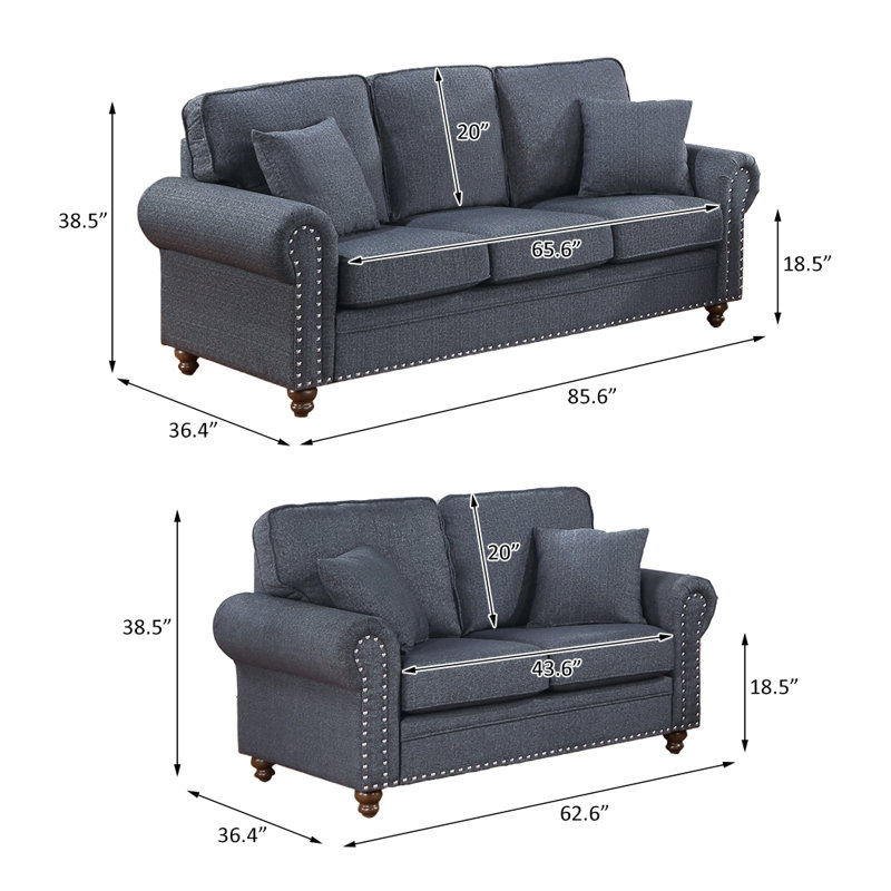 Vyron 2 - Piece Sofa Set, Gray Fabric