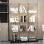 Vitrine polyvalente en verre trempé avec lumières DEL Bluetooth, roues verrouillables et grand espace de rangement pour divers espaces-563295841-563295847