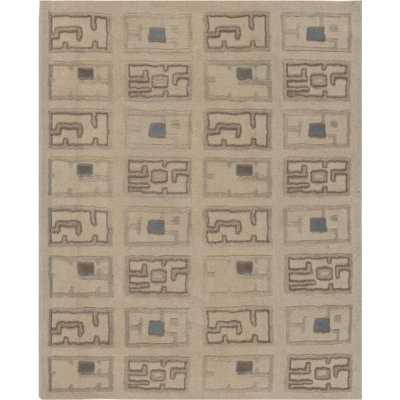 Tapis noué à la mode Art déco 4 pi 3 po x 5 pi 3 po Modern