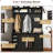 Farmhouse Hall Tree with Storage, 42 Inch Wide Entryway Bench with 2 Sliding Barn Doors,Tall Hall Tree with Coat Rack & Shoe Storage-1922623250