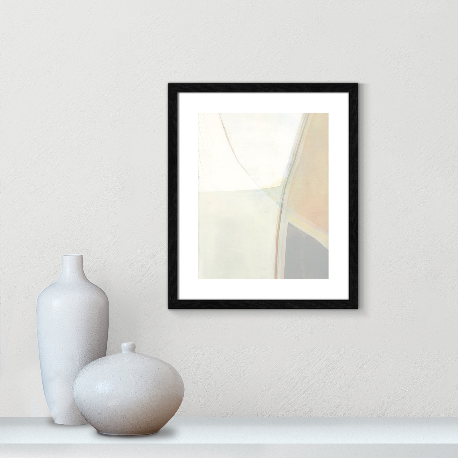 In Neutral II - Painting Print, Black Wood Framed Paper, 19" H x 16" W x 0.75" D
