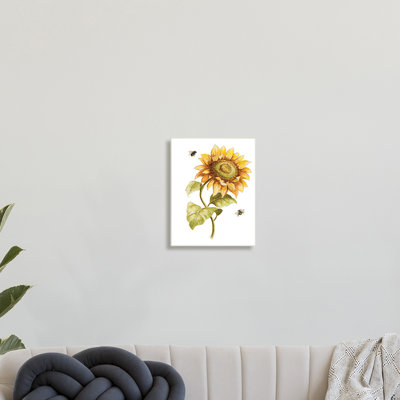 Minimal tournesol floral abeilles en vol - Peinture