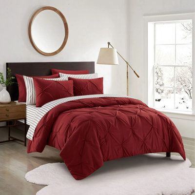 Sharper Image 9 Piece Down Alternative Pintuck Bed In A Bag Set