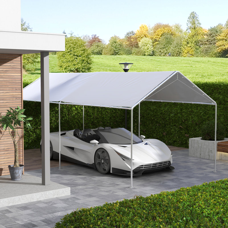 10' X 20' Carport Replacement Top Canopy Cover, UV Resistant And Water Resistant Car Port Portable Garage Tent Cover With Ball Bungee Cords, Only Cover