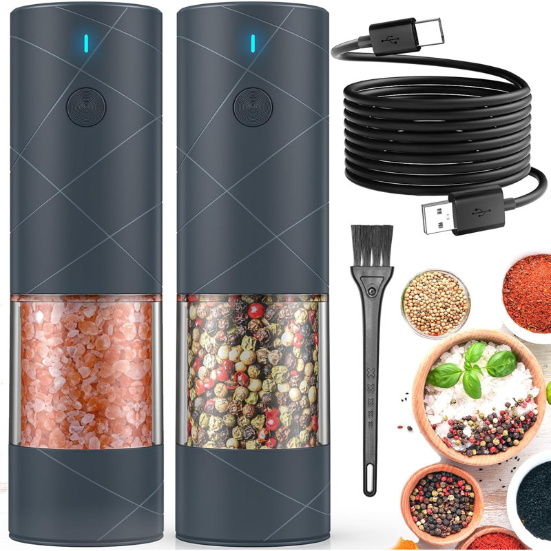 2-pack Electric Salt & Pepper Grinder Grey