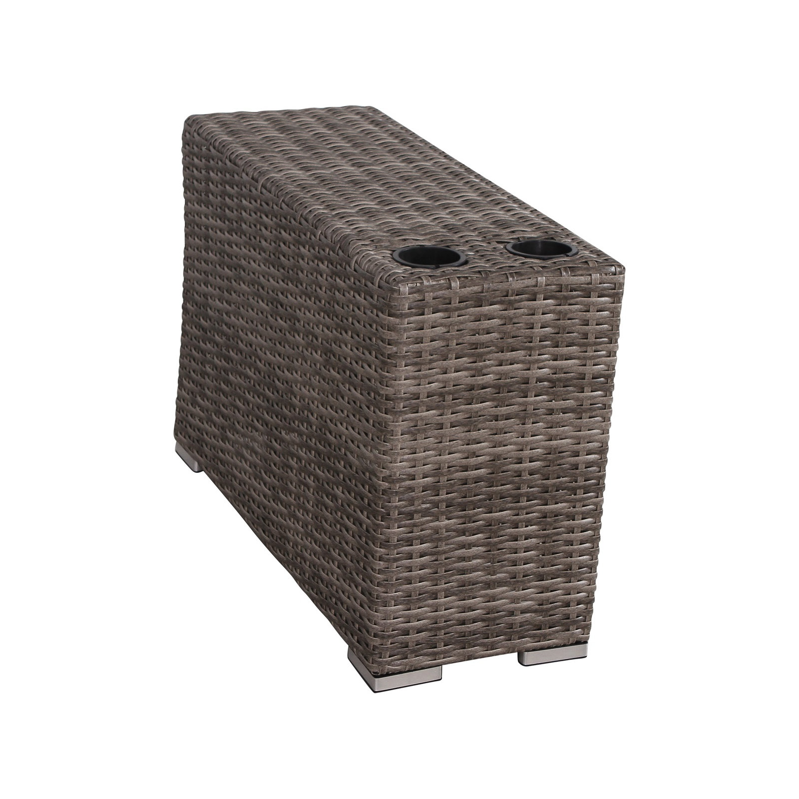 Arelys Rattan Wicker Fully Assembled 4 - Person Seating Group with Cushions, Mixed Gray, Sunbrella Navy blue