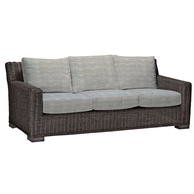 Canapé rustique tissé - Noyer noir, InsideOut® Rollo ‑ lin argent, Welt, Noir noyer