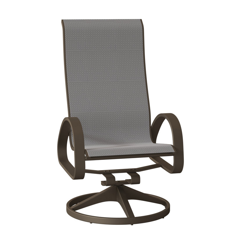 Fauteuil de patio pivotant Hiraku, Bois de plage texturé, Nickel