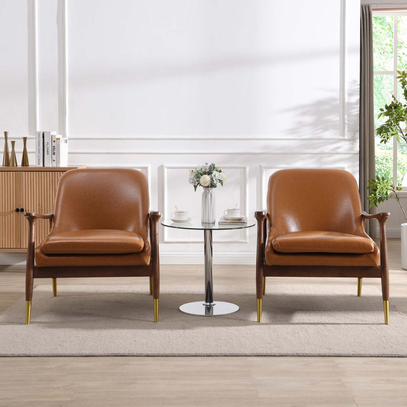 Fauteuil à oreilles de 29 po de large, Similicuir brun, 2