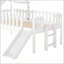 Lit mezzanine simple avec glissade, conception de maisonnette, lumières en forme d'étoile et fenêtre, aucun sommier nécessaire, blanc