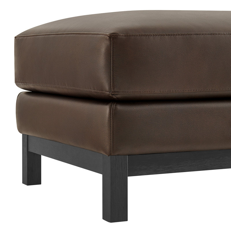 Repose-pieds en cuir Roscoe Vegan, Espresso, Noir