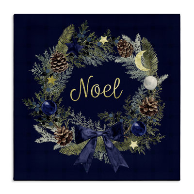 Art mural en toile «Noel Holiday Wreath» par Victoria Barnes
