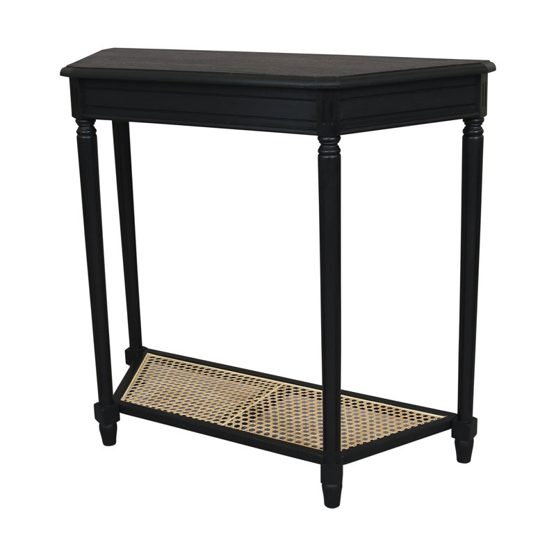 Carterlee Demilune Console Table with Cane Shelf, Black