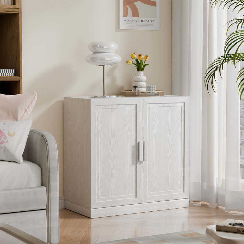 Armoire de rangement moderne à 2 portes avec tablettes réglables 31 po, L 31 po x H 31 po, Blanc