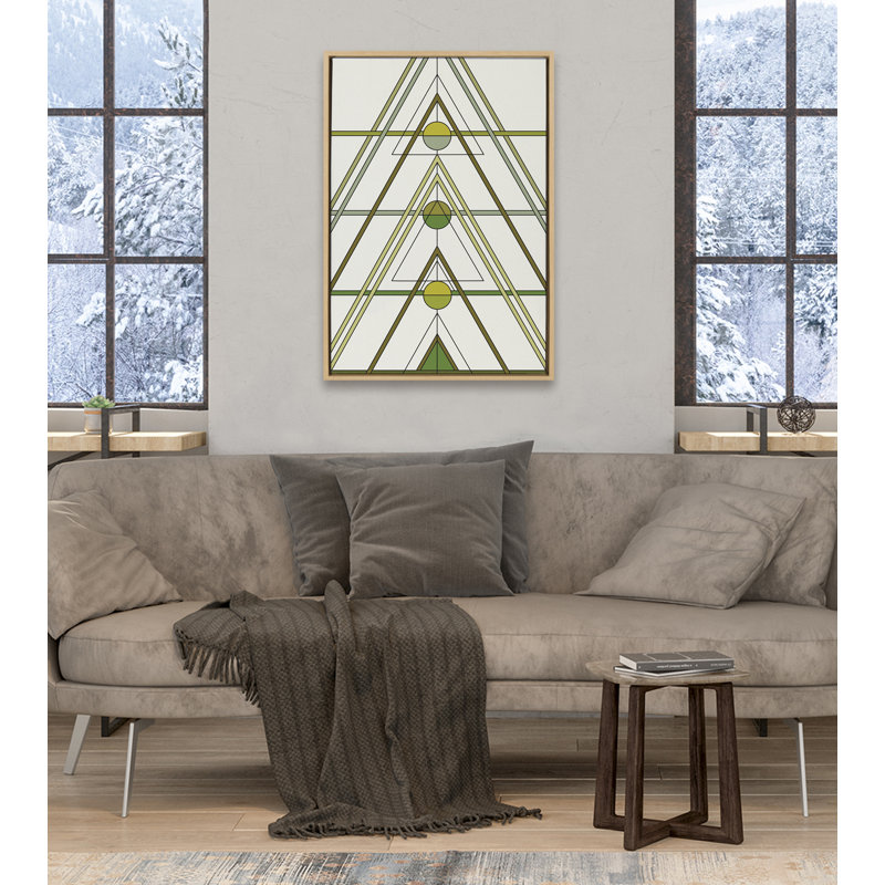 «Mid Century Modern Retro Tree» par The Creative Bunch Studio, reproduction d'art sur toile encadrée, Doré