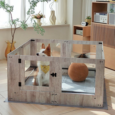23.6'' H Panel Glass Exercise Pen With Door