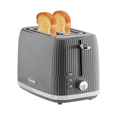 2 Slice Toaster in Glossy Ridged Textured Body and Stainless Steel Mechanism