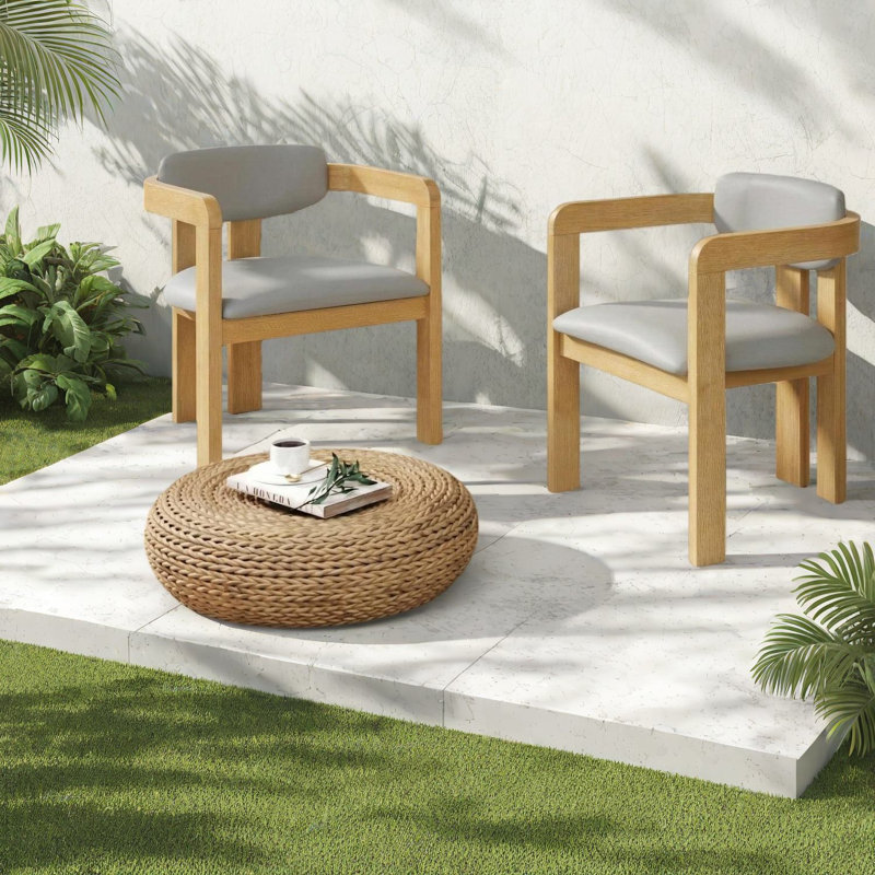 Ensemble de 2 chaises de patio de style moderne en bois d'acacia