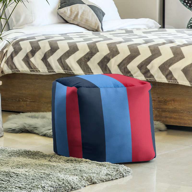 Repose-pieds cubique Tennessee, Bleu marine / rouge / bleu, H 13 po x l 13 po x P 13 po