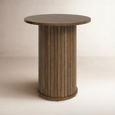 Iris Round Fluted Pedestal End Table