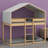 House-Shaped Bunk Bed Wood Frame With Tent-660926516