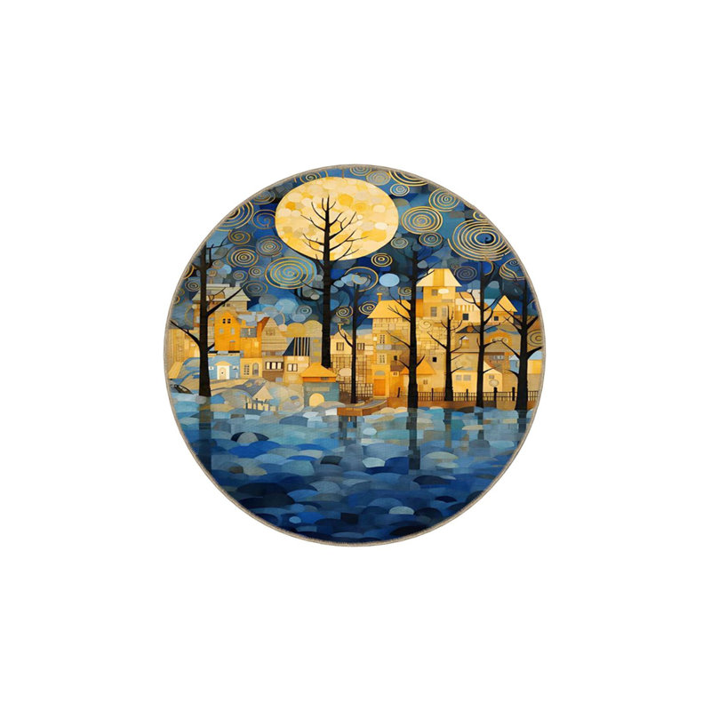 Tapis tissé Modern Forest and Moon, Sous-tapis rectangulaire 2 pi 6 po x 4 pi 11 po