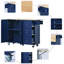 Îlot de cuisine mobile à roulettes avec abattant - plateau en bois massif, roues verrouillables et armoire de rangement d'une largeur de 52,7 po (bleu foncé)-1153881549