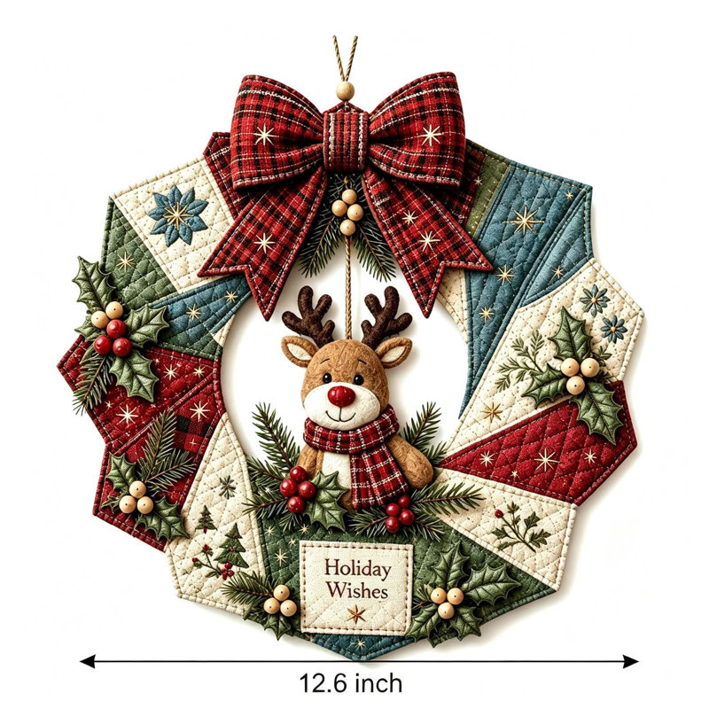 Trousse de bricolage pour couronne de Noël en tissu de courtepointe, Brun