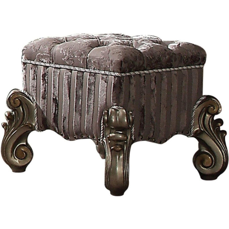 Tabouret de coiffeuse Versailles en platine antique, Gris