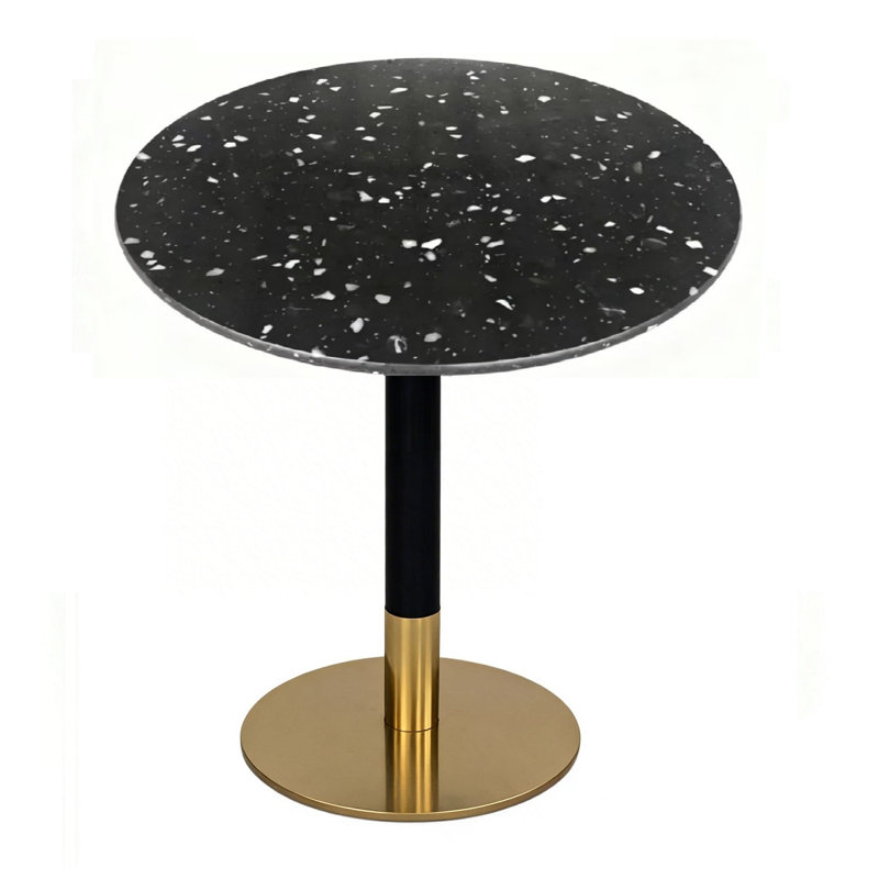 24" Round Terrazzo Dining Table –  Commercial & Residential Use For Café, Restaurant, Patio & Small Spaces (Tabletop & Base Included)