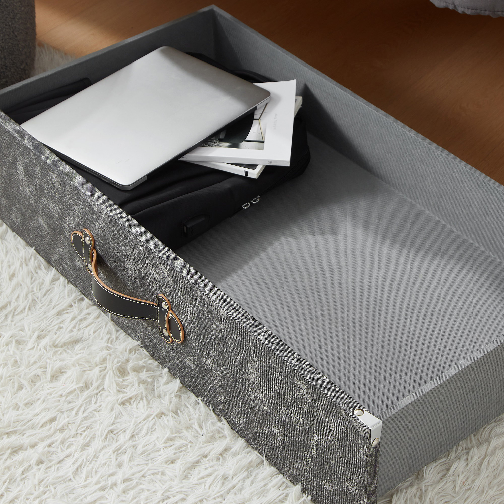 Texture Brand - Rolling Under Bed Storage Drawer - Jeans Black