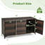 Costway 84 Gallon 3-door Patio Wicker Storage Cabinet Deck Box With Removable Shelves-101887625