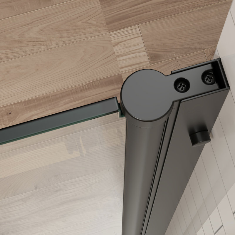 Porte de douche compacte en verre trempé transparent ajustable noir mat 30 x 72 pouces