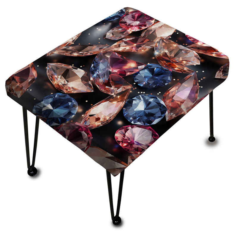 Purple And Gold Glass Glamour Opulence - Glam Rectangle Ottoman