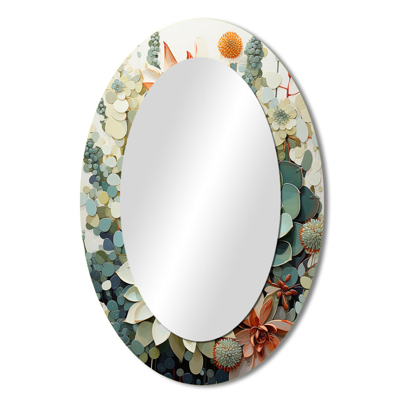 Miroir mural ovale vert et blanc, 36 po x 24 po