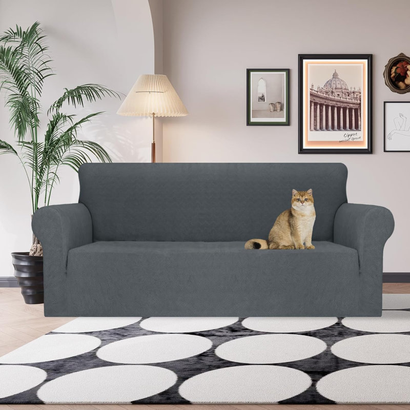 Housse pour canapé à coussins en T, Tissu gris