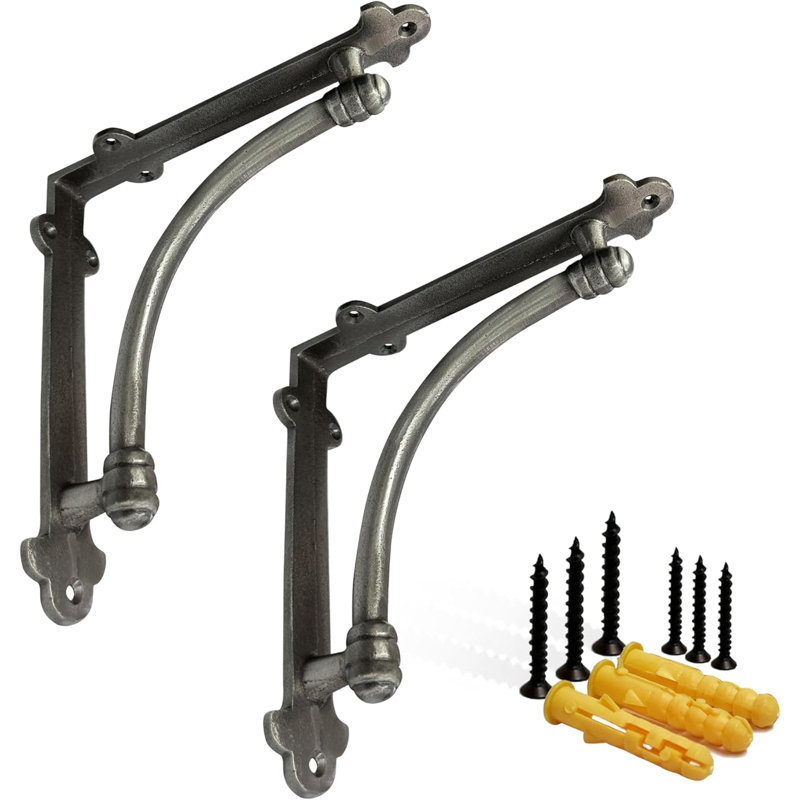  Supports décoratifs pour tablettes, paquet de 2 de supports de tablettes en fonte de 7 po x 1,5 po x 7 po - Supports décoratifs pour le montage - Supports de style demi-rond