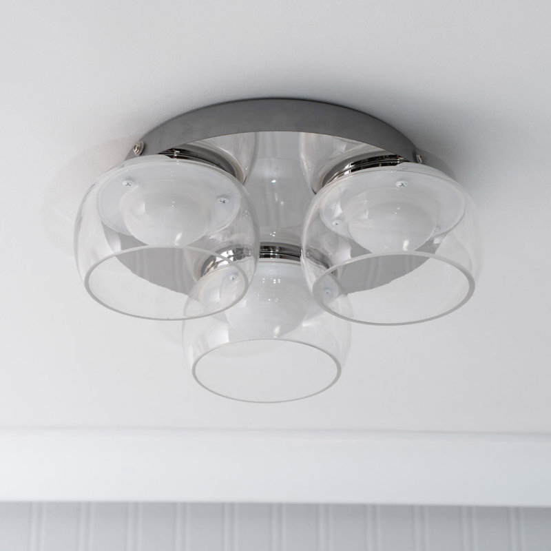 Couvertier Glass LED Flush Mount, Chrome, Clear