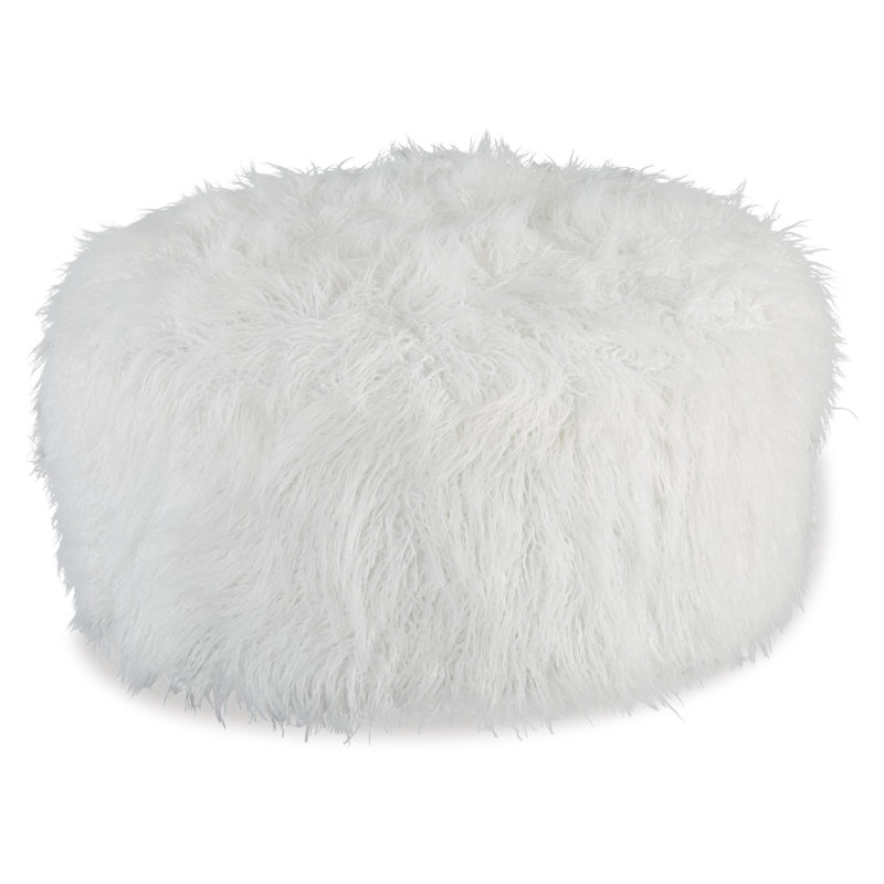 Repose-pieds standard rond 39 po Annalynn, Fausse fourrure blanche