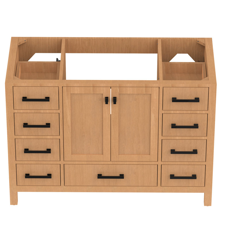 Meuble-lavabo sur pied 48 po, meuble-lavabo autoportant avec comptoir, armoire de rangement en bois massif chêne naturel