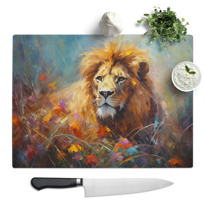 Lion Impressionism  Glass Chopping Board